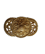 Vtg 1980s Gold Tone LARGE Lion Crest Rope Statement Runway Belt Buckle ~... - $443.98 MXN