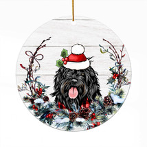 Cute Portuguese Water Dog Santa Hat Wreath Christmas Ornament Acrylic Gift Decor - £13.38 GBP