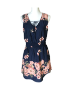 Hint of Blush Womens Juniors Summer Floral Sleeveless Dress Size L Navy ... - $37.92 CAD
