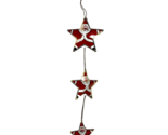 Triple Star Santa Hanging Chain Ornament Metal Red White 8in Christmas D... - $14.99