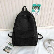 Fashion Corduroy Women Backpack Anti-theft  Bag 2022 Pure Color School Bags For  - £64.16 GBP