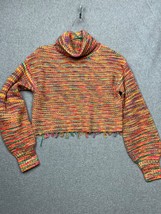 Steve Madden Rainbow Stripe Pullover Knit Sweater Cropped Womens XS 70s ... - £29.96 GBP