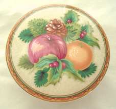  Mikasa &quot;Holiday Fruits&quot; Covered Candy Dish Trinket  Christmas 5” Porcelain - £15.97 GBP