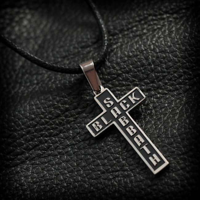 Handmade Stainless Steel Black Sabbath Cross Pendant Necklace Medallion