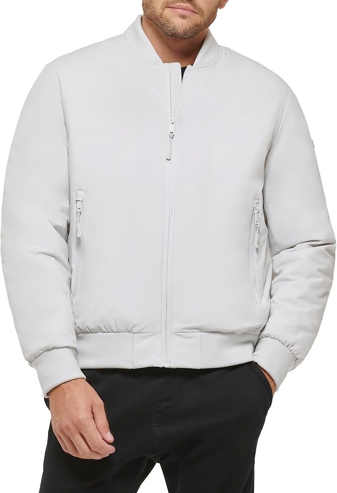 DKNY Men's Lightweight Stretch Bomber Jacket in Ice Gray-Large Item image 2