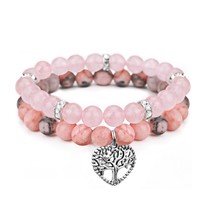 Handmade Healing Bracelets for Women Tree of Life Charm Matching Bracelets 8mm N - £16.68 GBP