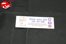 73 CAMARO, NOVA 350-4BBL AIR CLEANER &quot;KEEP YOUR GM ALL GM&quot; CODE &quot;PF&quot; DECAL - £12.02 GBP