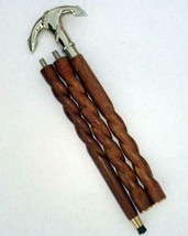 Brass Vintage Twist Walking Cane Wooden Stick 36&quot; Silver Handel Gift Item - £26.82 GBP