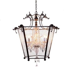 Lazare Chandelier Transitional Hand-Wrought Iron Hand-Painted Black 5-Arm Mesh - £4,043.94 GBP