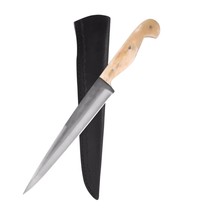 Real Wood Handle Bowie Knife Set – 14&quot; Full Tang Fixed Blade with Leather Sheath - £25.23 GBP