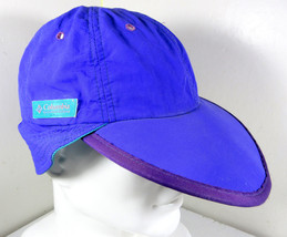 Vintage Retro Columbia SportsWear Long Bill Shade Hat Purple Neon Flaps Large - £10.05 GBP