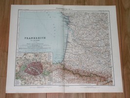 1912 Map Of Southwestern France Bordeaux Bearn Pyrenees Andorra Paris Inset Map - £17.13 GBP