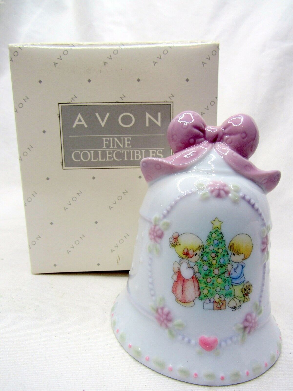 1997 Avon Precious Moments Porcelain Holiday Bell 4" Tall 3 1/2" Across - $13.30