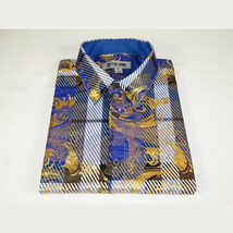 Mens Stacy Adams Fancy Foil Metallic Print Sports Shirt Stage Singer 4943 Blue image 15