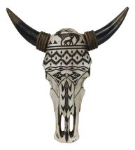Tribal Tattoo Wildlife Deer and Fishes Abstract Cow Skull Wall Decor Plaque - €25,56 EUR