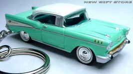 Very Rare Key Chain Ring 57~1957 Mint Green White Chevy Bel Air Chevrolet V8 New - £47.94 GBP