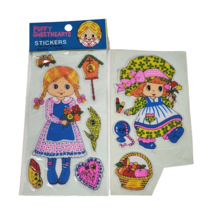 Vintage 1981 Lil Puffy Sweethearts Girl Doll Basket Heart Owl Birdhouse Stickers - £20.89 GBP