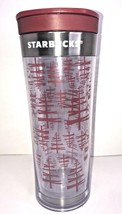 Starbucks 2009 Holiday Travel Tumbler 12oz Clear Red Christmas Trees w/Flip Lid - £11.84 GBP
