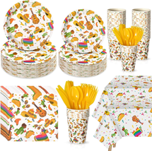 Fiesta Party Decorations Supplies Mexican Theme Tableware 170 Pcs Set for 24 Gue - £29.27 GBP