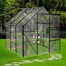6X6FT-BLACK Polycarbonate Greenhouse Raised Base and Anchor Aluminum - £278.08 GBP