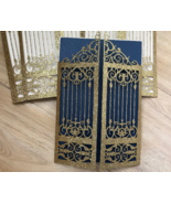 10pcs Glitter Gold Gate Wedding Invitations,Menu Cards,Laser Cut Invitat... - £10.71 GBP