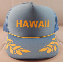 Vintage Hawaii Blue Mesh yellow lettering trucker hat cap snapback printed decal - £15.77 GBP