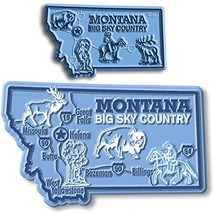 Montana State Map Giant &amp; Small Magnet Set by Classic Magnets, 2-Piece Set, Coll - £7.19 GBP