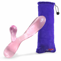 LeLuv Dildo Pink Glass Rabbit-Style Clitoral G-Spot with Premium Padded Pouch - £24.11 GBP