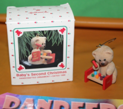 Hallmark 1988 Baby's Second Christmas With Original Box Bear Christmas Ornament - £15.63 GBP