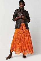 New Free People Gardenia Maxi Skirt CROCHET $168 X-SMALL Orange  - £62.15 GBP