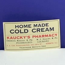 Drug store pharmacy ephemera label advertising Kauckys Berwyn IL Cold Cream vtg - $11.83