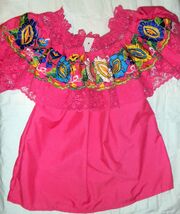 Womens Off-Shoulder Ruffle Top W/Floral Embroidery Folklorico Dance Hand... - $39.60+