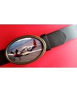 Fighter Planes of WWII - N. AMERICAN P-51 MUSTANG   Epoxy Buckle &amp; Black... - $31.01 CAD