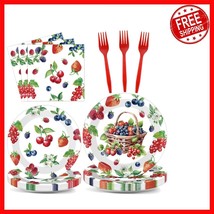 Complete 96-Piece Disposable Berry Tableware for Fun Kids Parties &amp; Baby... - $539.50 MXN