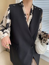 LANMREM Korean Style Irregula Rdesign  Waistcoat For Women V-neck Sleeveless Sin - £71.28 GBP