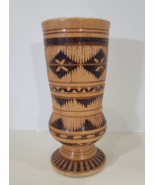 Vintage Wooden Wood Hand Carved Turned Flower Vase 9 Inches Lacquered  - $22.08 CAD