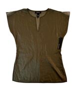 Ideology Tunic Top Women 4 Olive Sheer Polyester NWT Loops for Sash (No ... - $13.99