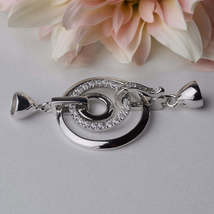  sterling silver 3 circles push end cap clasp for pearl beaded jewelry rhodium plated 1 thumb200