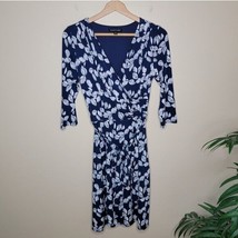 Stitch Fix 41 Hawthorn | Kaylee Navy Leaf Print Wrap Dress, womens size ... - £33.63 GBP