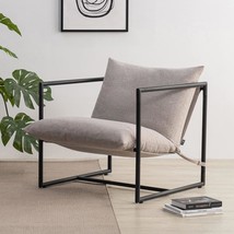 Zinus Aidan Sling Accent Chair / Metal Framed Armchair, Oatmeal, With Sh... - $117.94