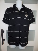 Aeropostale Black/White Striped A87 SS Polo Rugby Shirt Size M Men&#39;s - $20.44