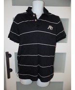 Aeropostale Black/White Striped A87 SS Polo Rugby Shirt Size M Men&#39;s - £16.07 GBP