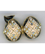 Russian Faux Pendant White/Black w/4 crystal designs, opens w/angel/harp - $47.32 CAD