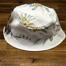 VANS Bucket Hat White Hawaiian Floral Blue Yellow Flower Sun Shade Fisherman Cap - £18.64 GBP
