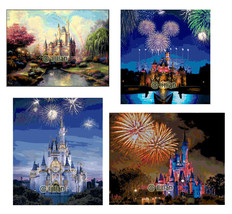 4 Sets Princess Princesses Castle Firework Mickey Counted Cross Stitch Patterns - £9.29 GBP