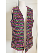 Vintage Woven wool tapestry Vest Aztec Pockets Lined  Medium - $658.58 MXN