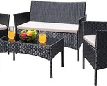 Patio Furniture 4 Pieces Conversation Sets Outdoor Wicker Rattan Chairs ... - $315.99