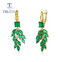 new luxury party clasp earring natural green agate gemstone fine jewelry 925 ste - £143.59 GBP