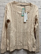 Harper Lane Womens Sweater Raw Hem Off White XL Long Sleeve Distressed New - £13.41 GBP