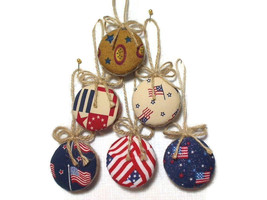Small Round Americana Ornaments | Tree Ornament | Party Favors | Set/6 | #1 - £4.82 GBP